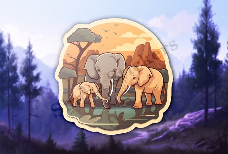 African elephant with calves in the Savanna