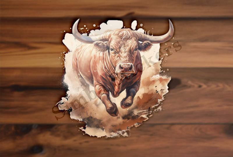 Bull kicking up dust