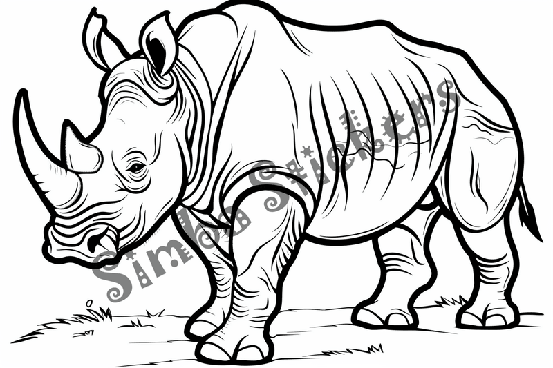 Colouring pages, bundle of rhinos, 10 images