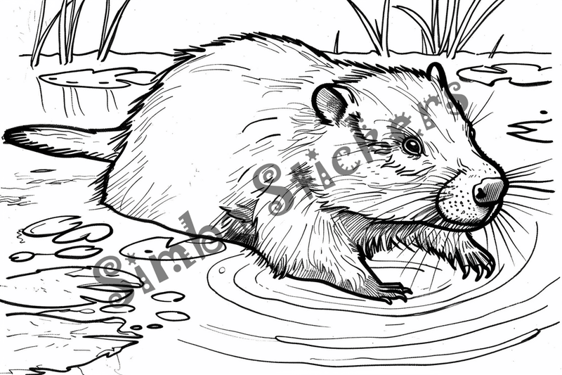 Colouring pages, bundle of singular beavers, 25 images