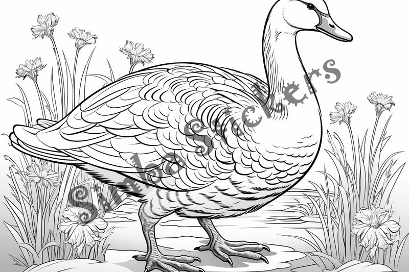 Colouring pages, bundle of geese, 25 images