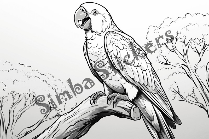 Colouring pages, bundle of parrots, 25 images
