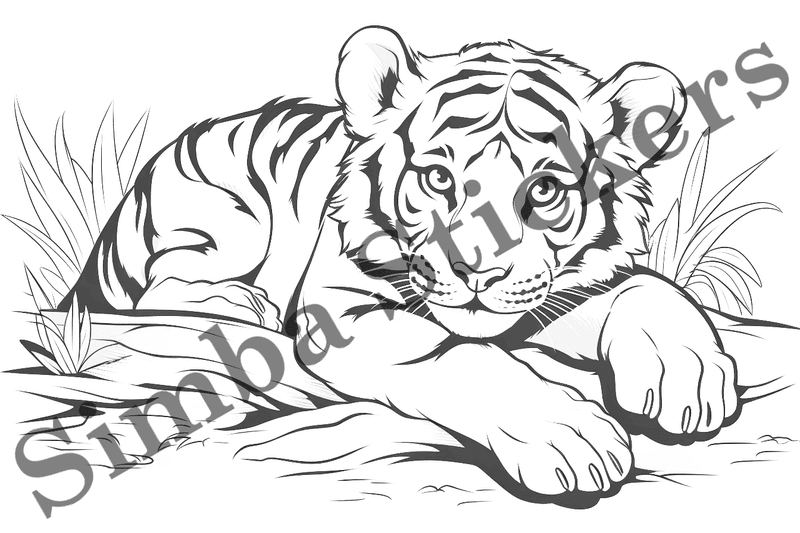 Colouring pages, bundle of tigers, 25 images