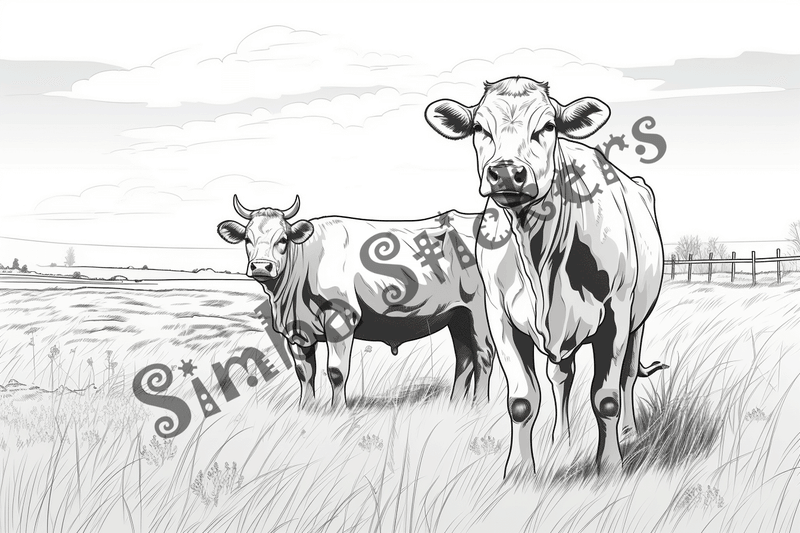 Colouring pages, bundle of cattle, complex, 25 images