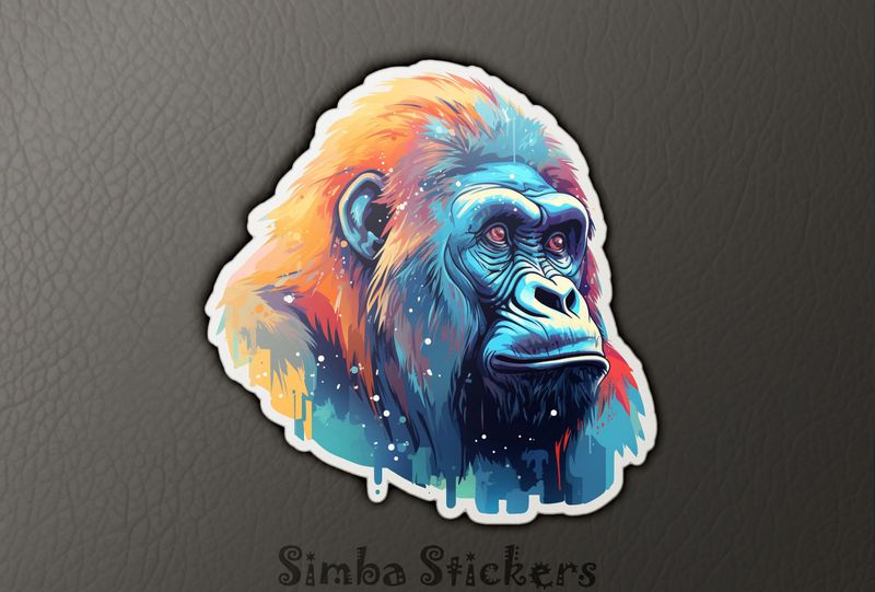Gorilla in colourful framing, dv4q0j
