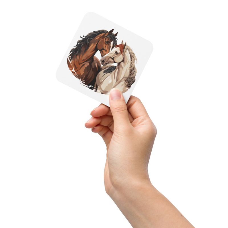 Cork-Back Coaster, Horses nose-to-nose, jbgjpy