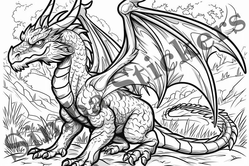 Colouring pages, bundle of dragons, 10 images