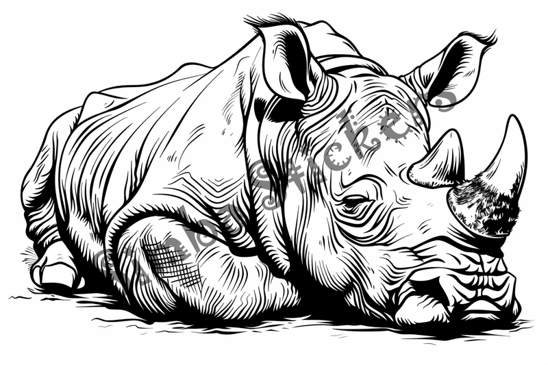 Colouring pages, bundle of rhinos, 25 images