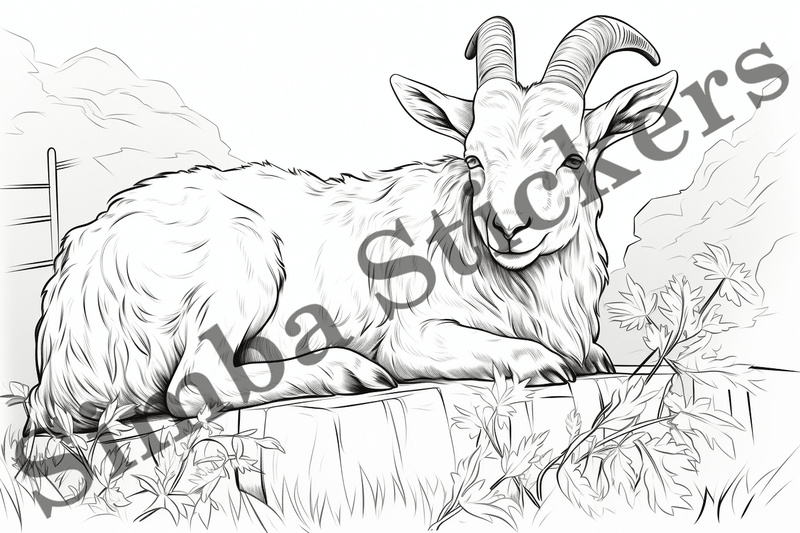 Colouring pages, Bundle of goats, 10 images