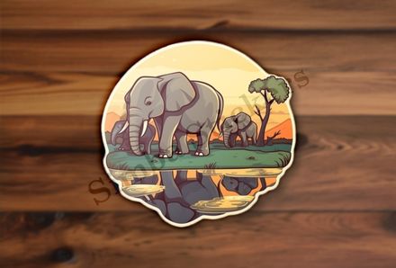 African elephant with calves in the Savanna