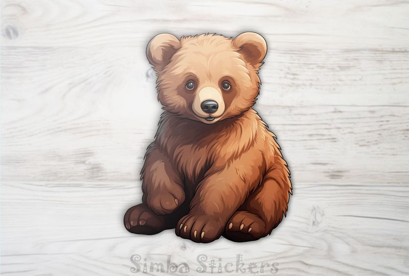 Bear cub sitting down, watercolour, zk1rjv