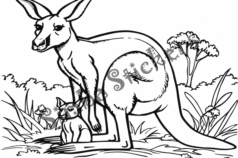 Colouring pages, Bundle of kangaroos, 10 images