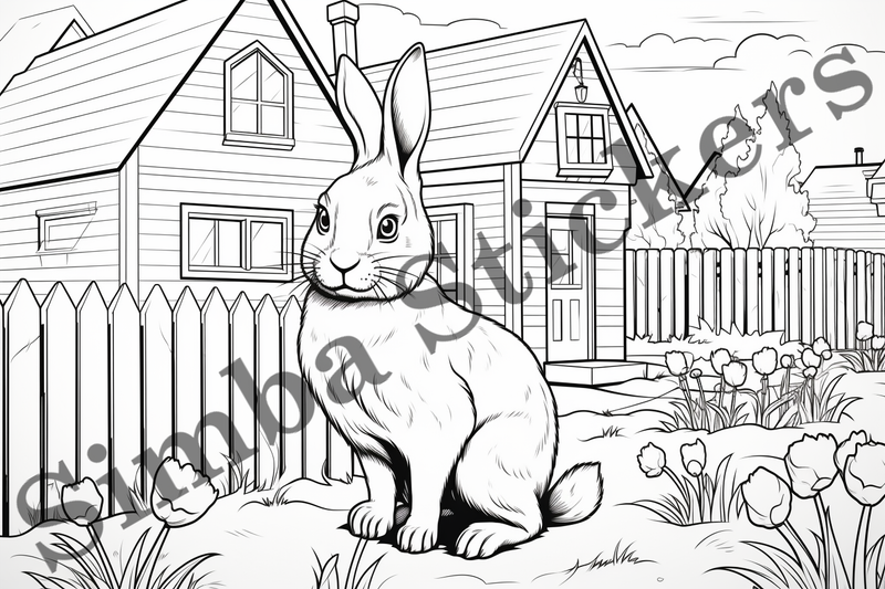 Colouring pages, Bundle of hares, 25 images