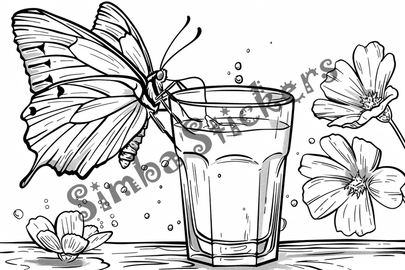Colouring pages, bundle of butterflies around glasses, 10 images