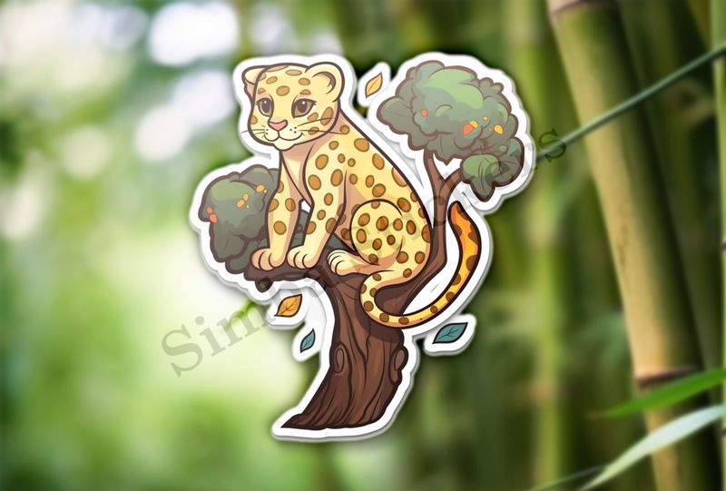 Leopard youngling in a tree