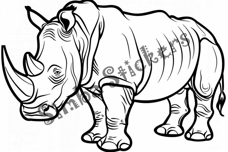 Colouring pages, bundle of singular rhinos, 10 images