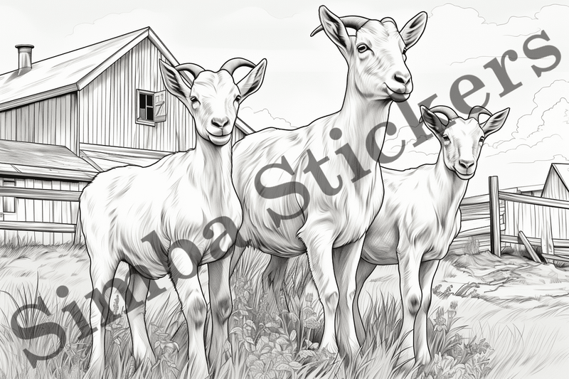 Colouring pages, Bundle of goats, 25 images