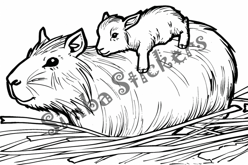 Colouring pages, bundle of capybaras, 50 images