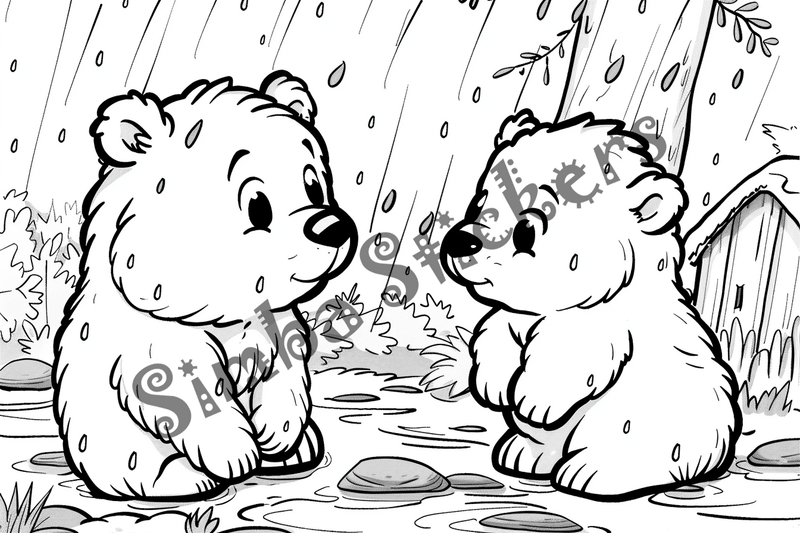 Colouring pages, bundle of groundhogs in the rain, 10 images