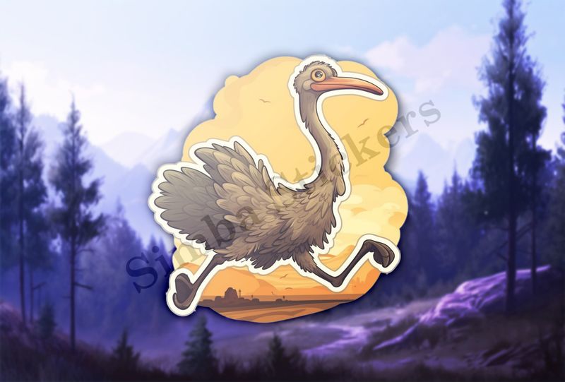 Ostrich running, bright sunny background