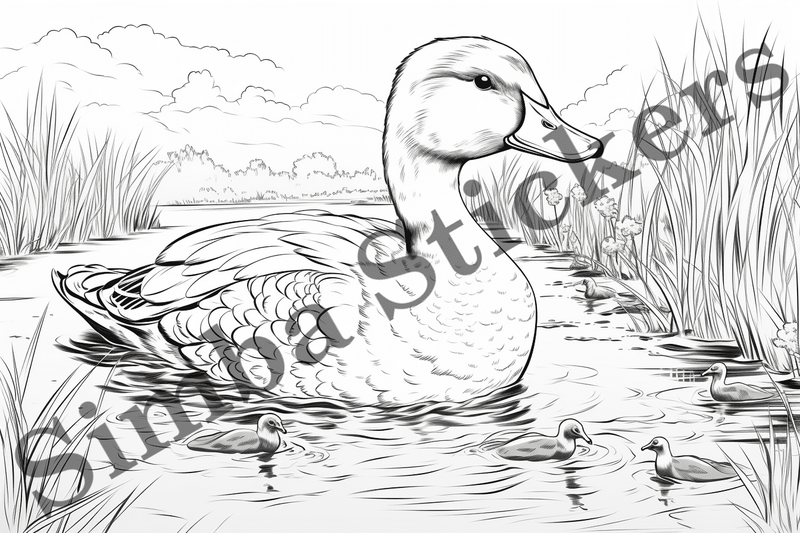 Colouring pages, Bundle of ducks in love, 25 images