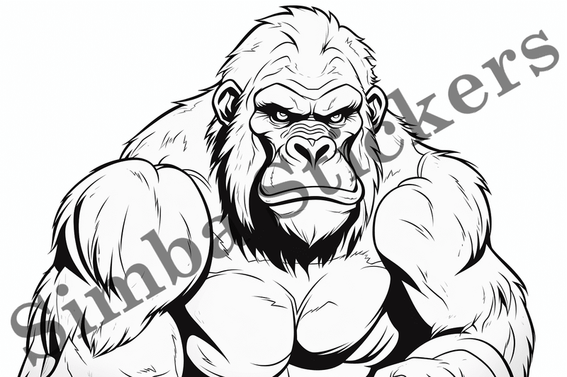 Colouring pages, bundle of gorillas, 25 images