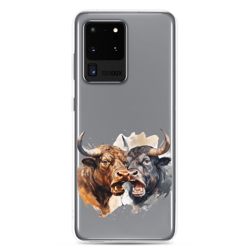 Clear Case for Samsung, Bulls facing up to each other, watercolour, dx5eff