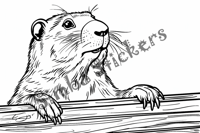 Colouring pages, bundle of groundhogs on or near tree logs, 10 images