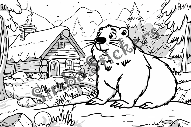 Colouring pages, bundle of groundhogs, 25 images