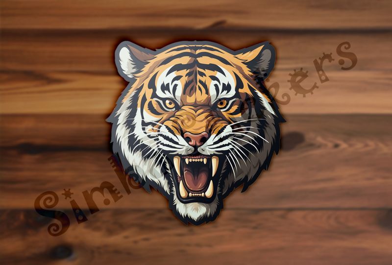 Tiger roaring, face