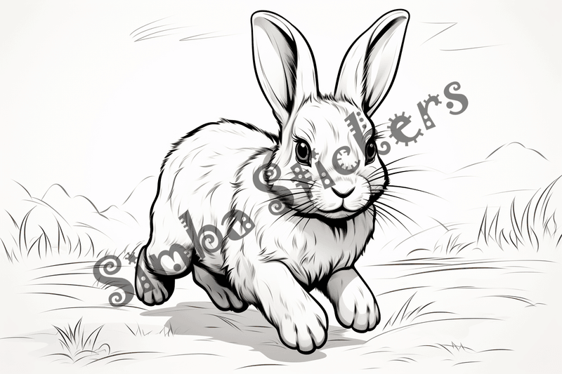 Colouring pages, bundle of singular rabbits, 10 images