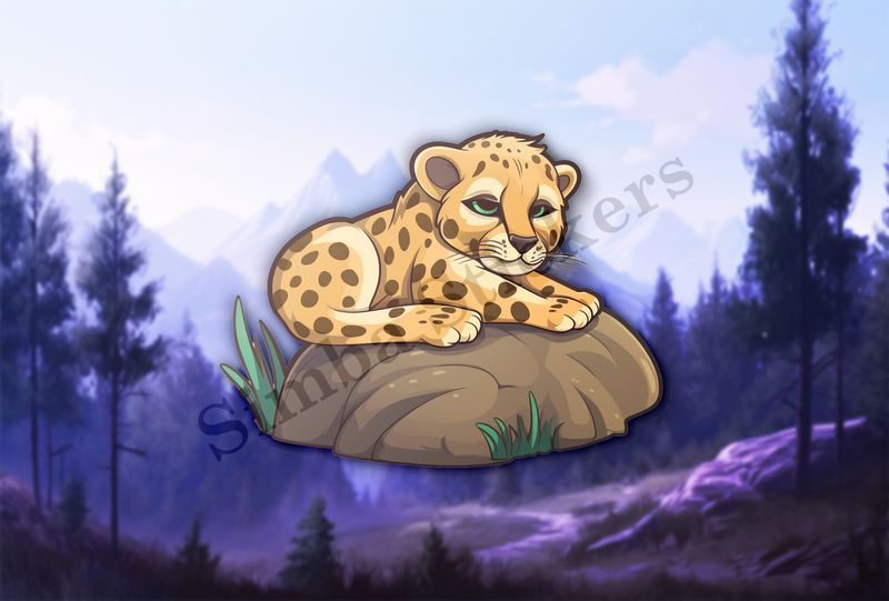 Baby cheetah on a rock