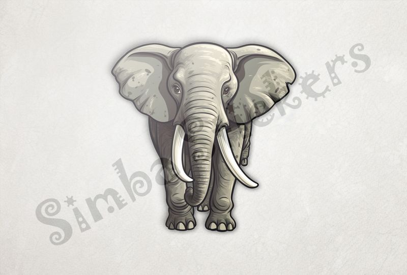 Elephant walking, directly from the front