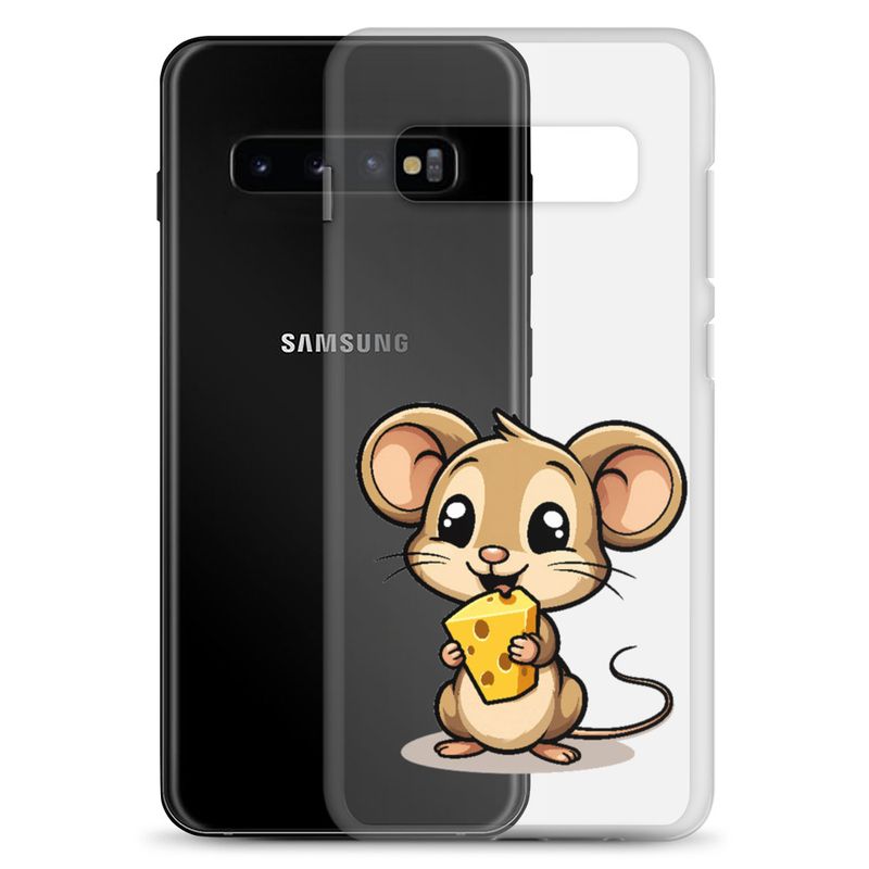 Clear Case for Samsung, Small Mouse happily licking large chunk of cheese, pqapy6