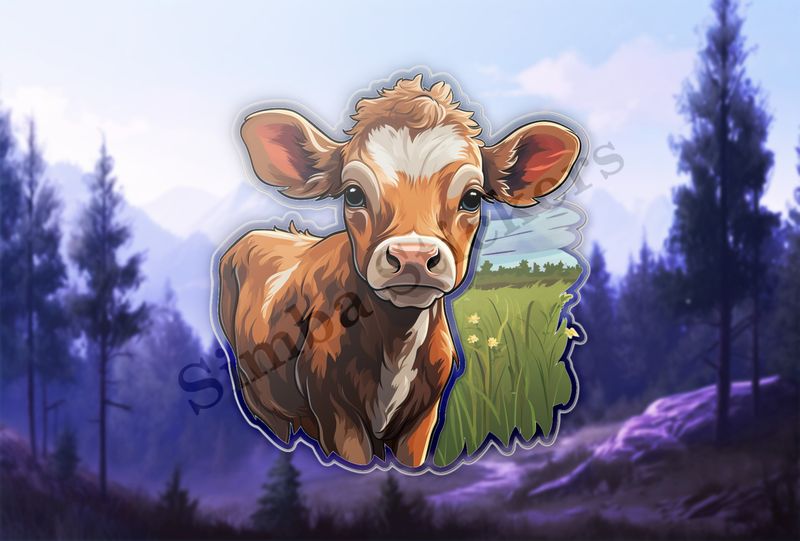 Cattle calf in a field of grass