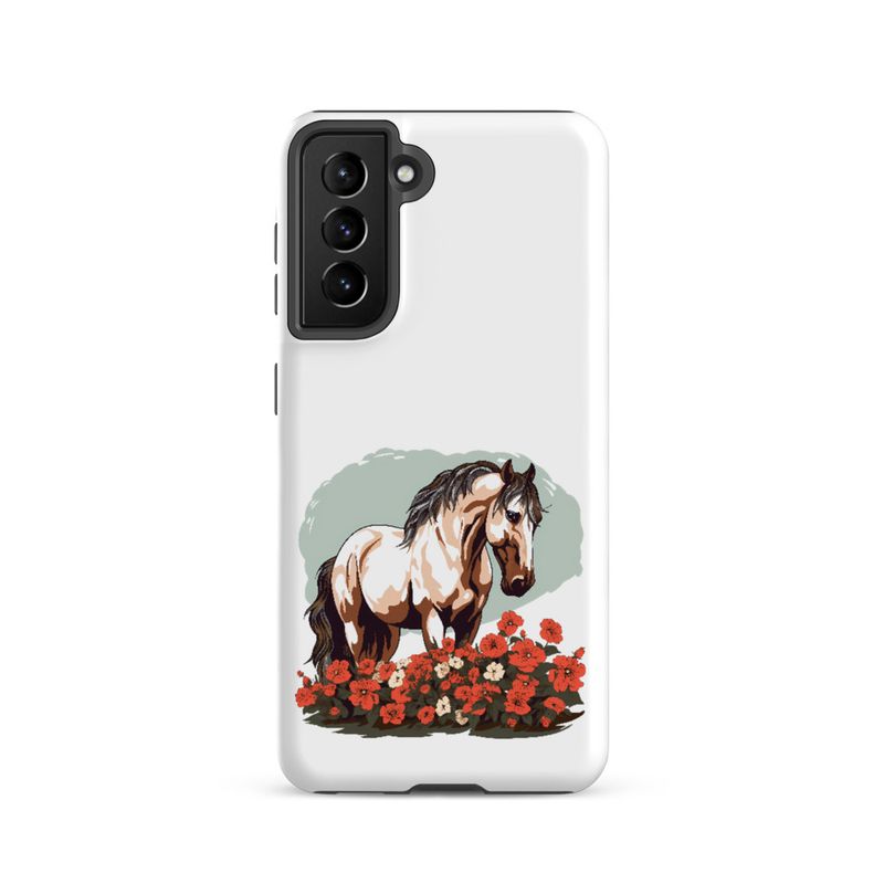 Tough Case for Samsung, Brown horse in field of red flowers, n4w2fj