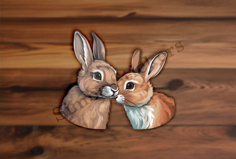 Rabbits in love , nose-to-nose