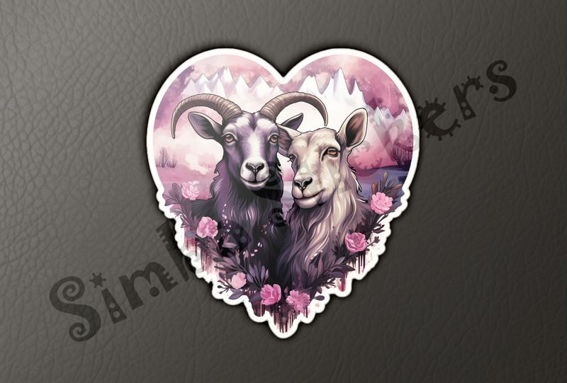 Goats in love, in heart shape