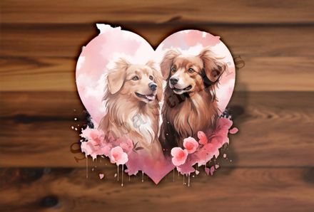 Dogs in love, watercolour