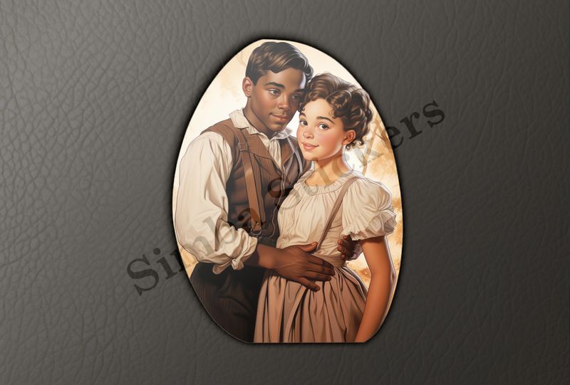 Young woman and man in love, man&#x27;s arms around woman&#x27;s hips, vintage