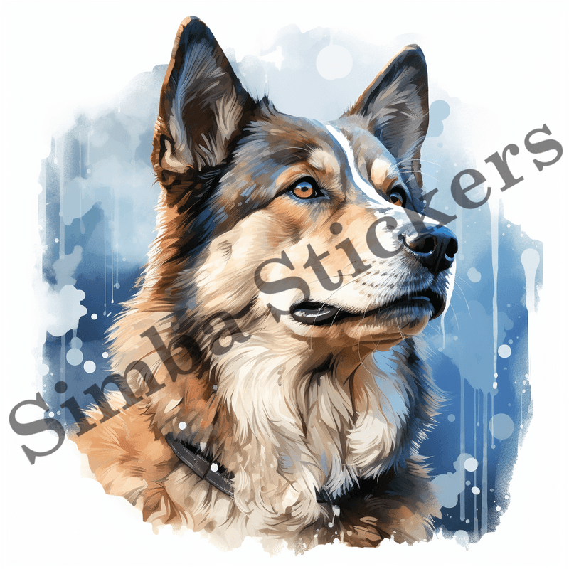 Akita dogs, watercolour, image set, 10 images