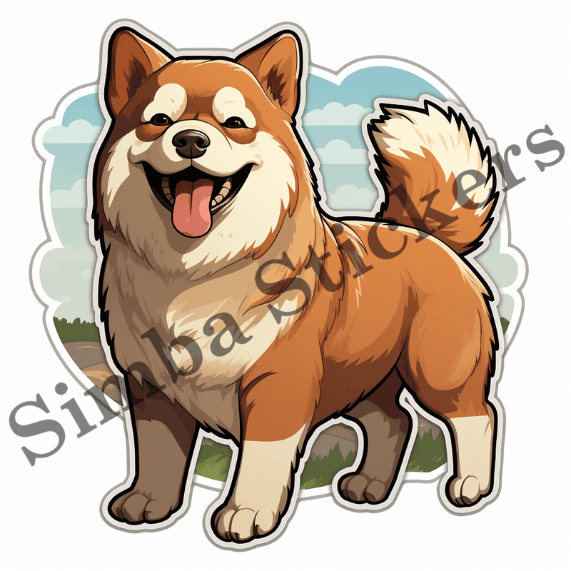 Akita dogs, sticker-style, image set, 10 images