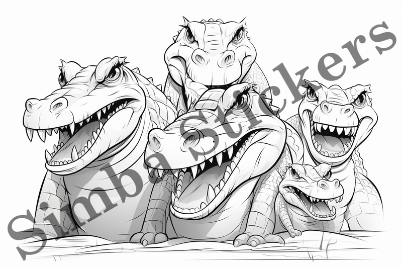 Colouring pages, Bundle of crocodiles, 25 images