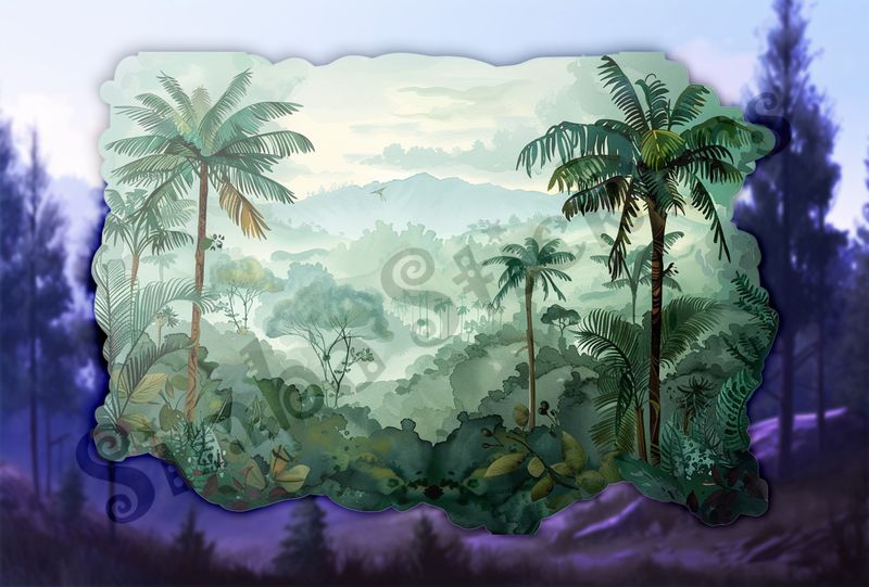 Equatorial Rainforest landscape, overlooking thick vegetation