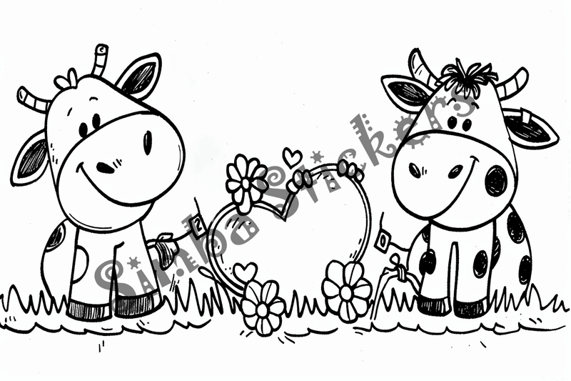 Colouring pages, bundle of cattle, simple, 10 images