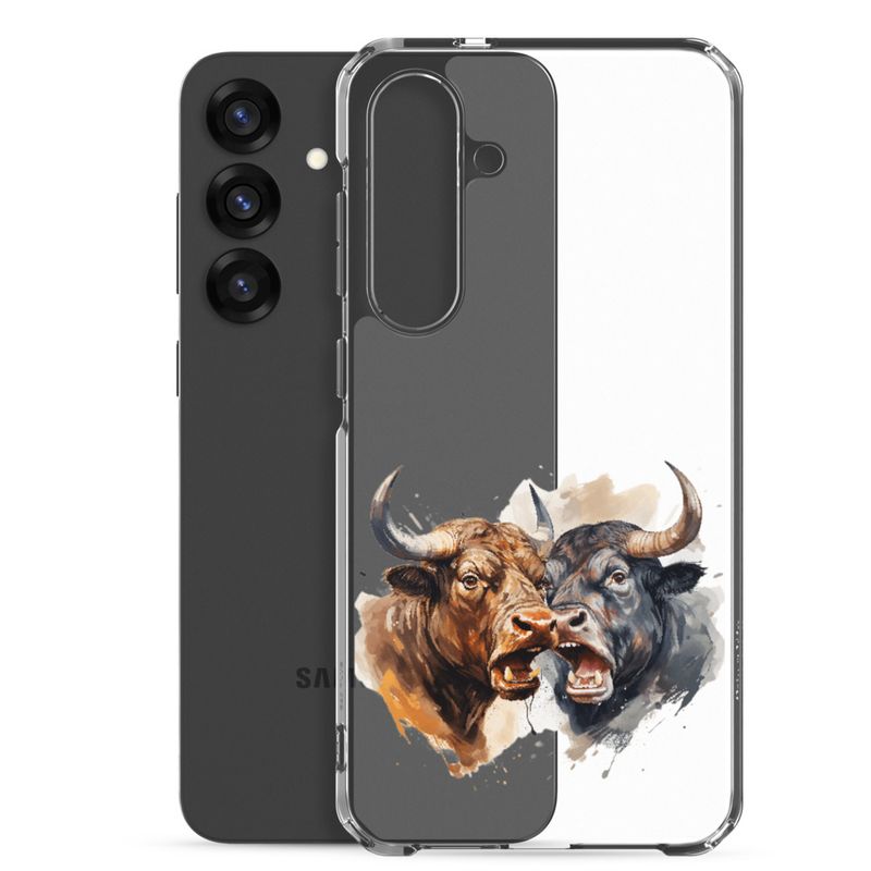 Clear Case for Samsung, Bulls facing up to each other, watercolour, dx5eff