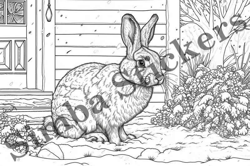 Colouring pages, Bundle of hares, 10 images