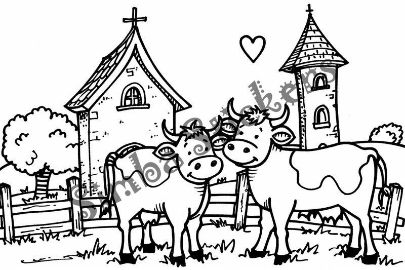 Colouring pages, bundle of cattle, simple, 10 images