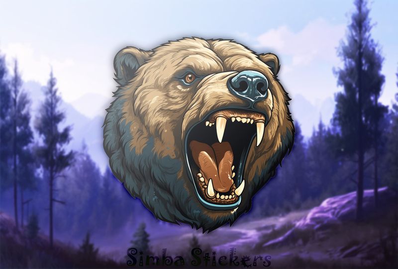 Bear growling, face from the side, mwv7ay