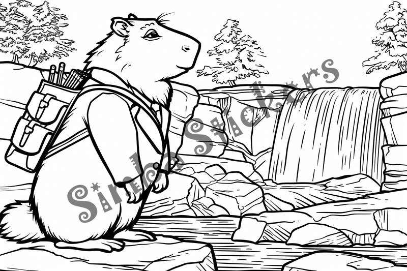 Colouring pages, bundle of capybaras, 50 images